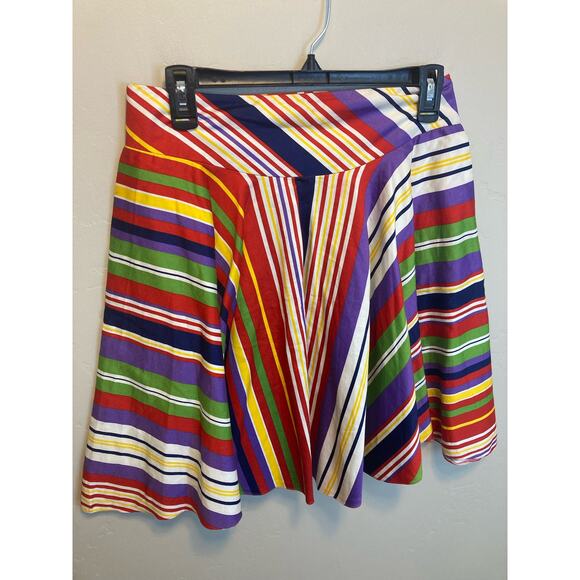 Ralph Lauren Rainbow Striped Multi Color Skater Style Skirt - Oversized Size 2 - Picture 3 of 12